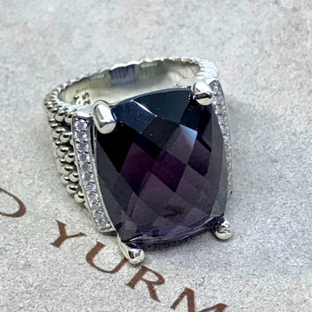 20x16mm Amethyst/Diamond Ring Sz 6.75 David Yurman